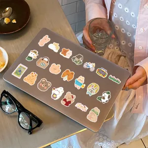 Cute Korean style oil painting bear and animal waterproof decorative laptop stickers set.