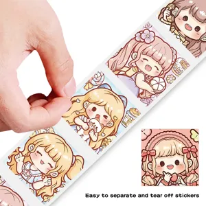 Jolis autocollants en rouleau carré de dessin animé mignon pour le journal et déco.