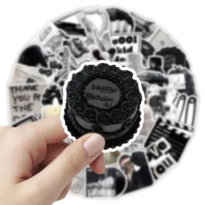50 Pcs Black and White Vintage Sticker Pack Aesthetic Retro Journal DIY Stationery Decor