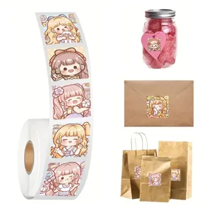 Mignons autocollants en rouleau de petite fille de dessin animé pour la décoration.