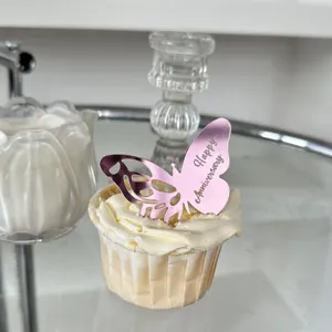 Rose gold acrylic butterfly cake topper happy anniversary party dessert table decor