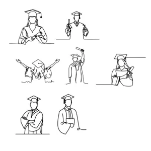 Adorno para pastel de acrílico con arte de línea de graduación minimalista.