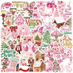50st roze kerst stickers schattig vakantie dagboek journaal waterdichte sticker decor
