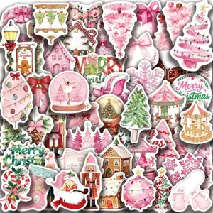 Roze Kerst stickers set schattige vakantie journal waterdichte decoratie voor telefoonhoes