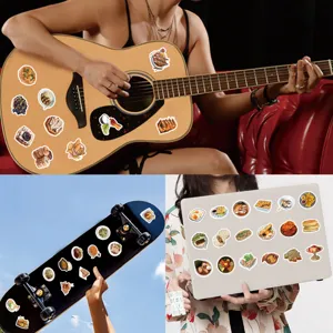 Realistic food stickers set, waterproof vinyl food illustration decals for laptop and water bottle.