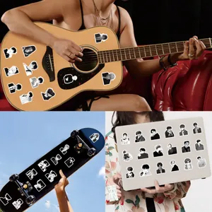 Anime black and white character stickers for laptop skateboard and guitar decor