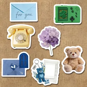 Cute aesthetic decorative stickers set, fresh healing style for journal and diy crafts.