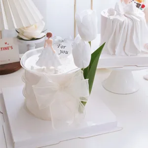 Set topper per torta design schiena di dea elegante fiocco bianco decorazione