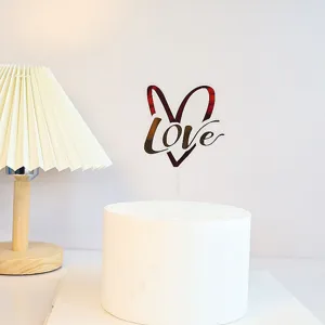 Valentine acrylic cake topper love heart shape insert decoration for party baking dessert
