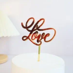 Acrylic Love cake topper for Valentine's Day party and romantic celebration cake decoration.