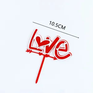 Valentine's Day acrylic love cake topper with arrow design, perfect for romantic party desserts.
