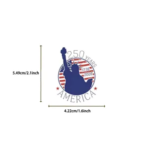 Detailed showcase of USA 250th anniversary sticker design with full size measurements.