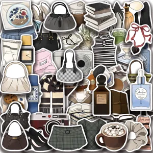 Set de pegatinas tema chica de moda, ilustración de arte decorativa para teléfono taza DIY.