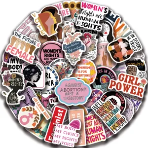50 pcs autocollants féministes imperméables en vinyle esthétiques pour ordinateur