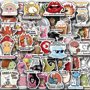 50Stk Psychische Zusammenbruch Aufkleber Wasserdicht Lustige Meme Laptop Handy Deko