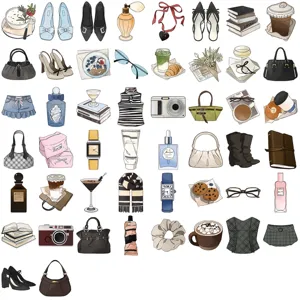 Pegatinas decorativas de chica de moda conjunto lindo estético planificador portátil
