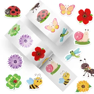 Decoratieve Rolstickers Bloemen Insect Schattige Zelfklevende Etiketten Voor Dagboek