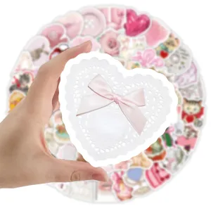 100 stuks roze esthetische stickers waterdicht coquette stijl vinyl voor telefoonhoesje