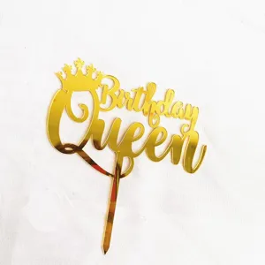 Golden Acryl Birthday Queen Tortenaufsatz Dekoration, elegante Party Dessert Einleger.