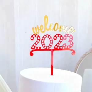 Adorno para tarta de acrilico 2023 bienvenido para celebraciones de ano nuevo y fiestas.