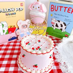 Hölzerner Happy Birthday Tortenaufleger Minimalistische Partykuchen Dekoration Einlage