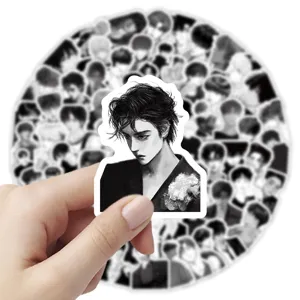103pcs black and white anime character stickers, cool manga style decals for luggage laptop.