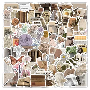 100pcs INS style vintage aesthetic sticker pack retro art journal luggage guitar decor