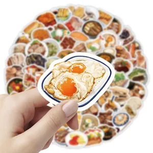 103pcs realistic food stickers set, cute DIY waterproof sticker for journal, laptop, and bottle decor.