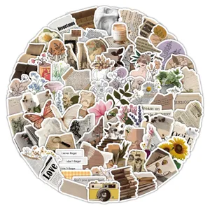 100pcs vintage aesthetic scrapbooking stickers retro newspaper butterfly floral decals for luggage