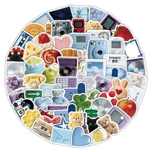 Aesthetic cute stationery stickers set, decorative waterproof decal pack for journal and crafts.