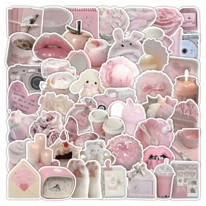 50pcs Pink Aesthetic Stickers Cute Korean INS Style Waterproof Graffiti for Journal Notebook