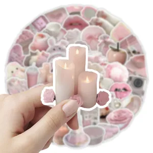 Pink cute aesthetic journaling decorative waterproof sticker pack detail close-up