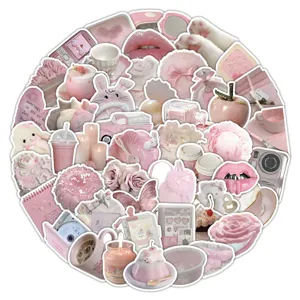 50 Pcs Pink Aesthetic Stickers Cute Korean INS Style Vinyl Decals for Journal Laptop