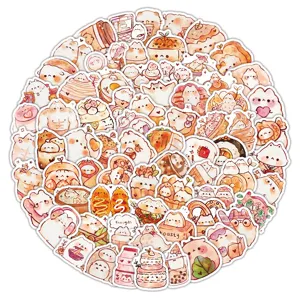 103pcs cute kawaii cartoon cat and food doodle stickers for diary and laptop decor