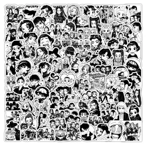 102pz adesivi anime cartoni animati kpop in bianco e nero per cover cellulare laptop