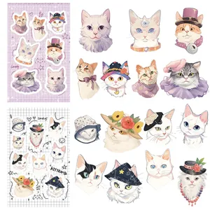 Cute cartoon cat stickers aesthetic decorative decals for phone case notebook journal DIY crafts