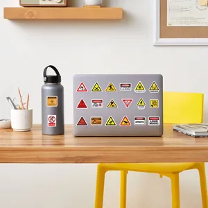 Set de pegatinas de señales de advertencia para portátil y botella. Adhesivos de PVC.