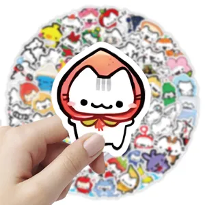 Close-up detail of cute cat graffiti sticker design, perfect for phone or laptop decoration.