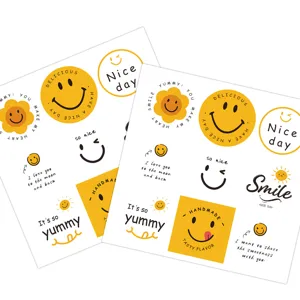 Cute cartoon smiley face stickers for baking packaging, jar sealing, and daily decoration.