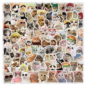 100pcs cute cat stickers pack aesthetic cartoon kitten decals for laptop phone decor.