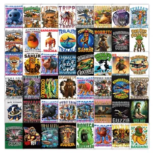 50pcs funny viral meme cartoon graffiti stickers waterproof decals for phone laptop water bottle