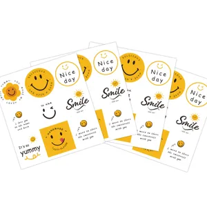 Cute cartoon smiley face stickers for baking packaging, biscuit jar sealing and daily deco.