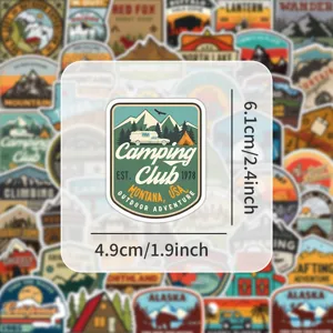 Outdoor adventure camping sticker waterproof vinyl decal for helmet laptop water bottle