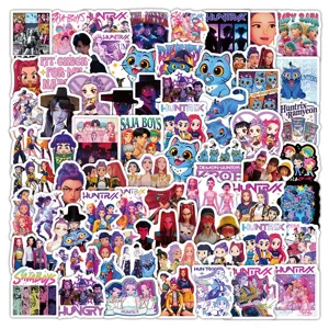 100 Stk KPop Demon Hunters anime cartoon graffiti waterdichte stickers voor fles en laptop.