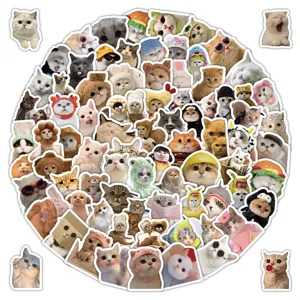 Cute Cartoon Cat Graffiti Stickers Waterproof PVC Decals For Laptop Phone Luggage Aesthetic Creative Decor