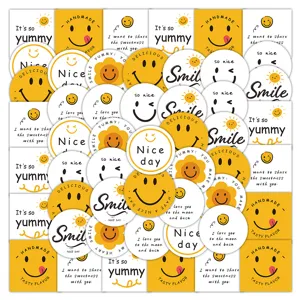 9 sheets 90 pcs cute cartoon smiley face stickers for baking packaging bread biscuit sealing.