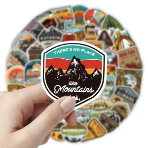 50pcs vintage nature landscape stickers waterproof outdoor decals for laptop helmet water bottle