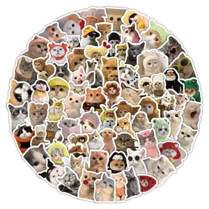 Cute cat stickers 100pcs waterproof vinyl decal for laptop luggage water bottle cute pet