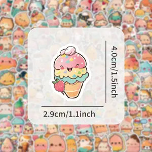Cute cartoon ice cream strawberry kawaii sticker for phone case skateboard decoration waterproof.