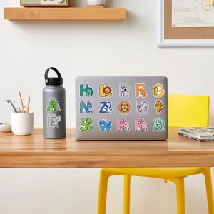 Cute animal alphabet stickers waterproof vinyl DIY decorative decals for laptop water bottle